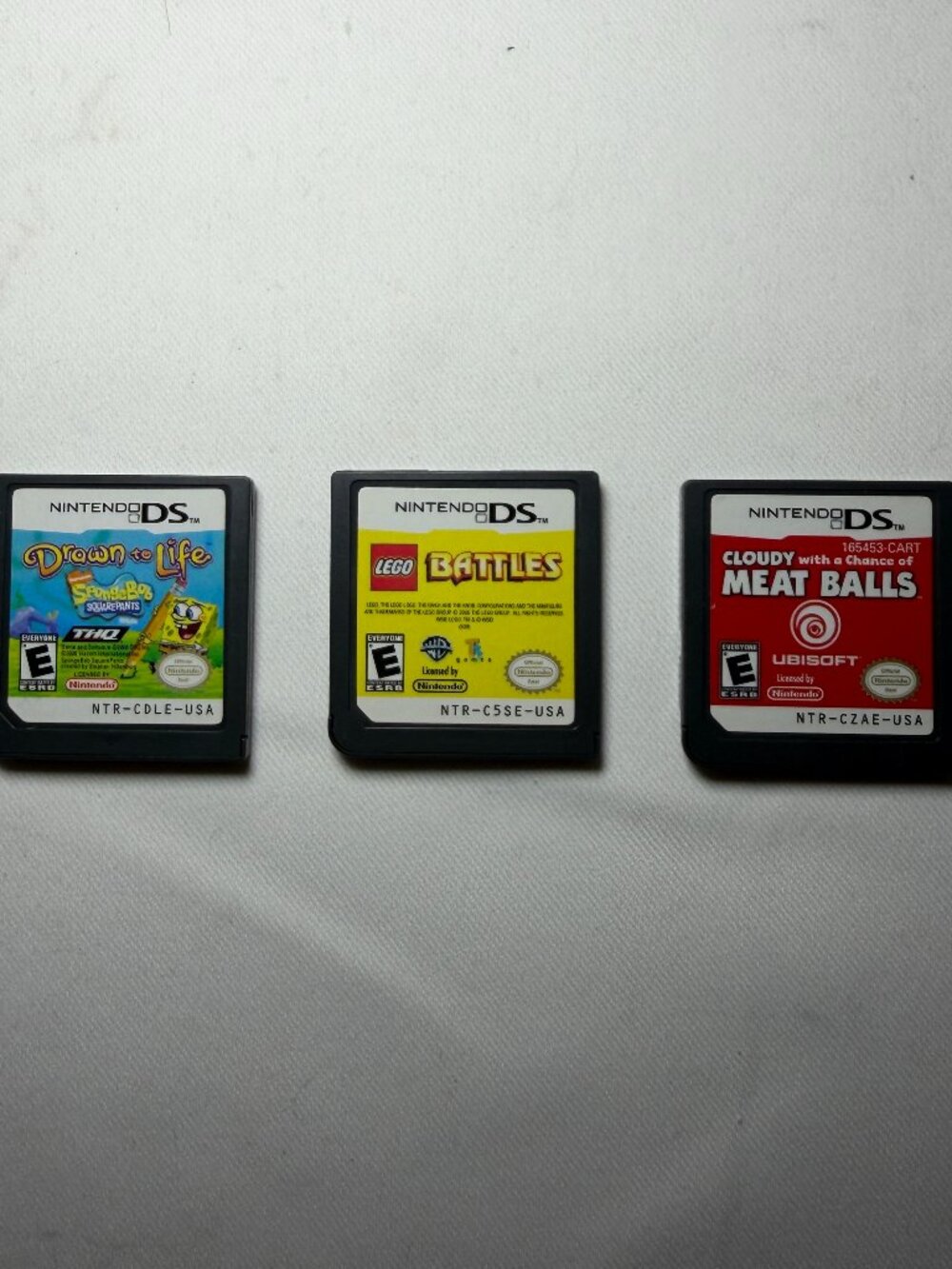 Lot of 3 Nintendo DS Games Drawn to Life Lego Battles Cloudy Meat Balls EUC